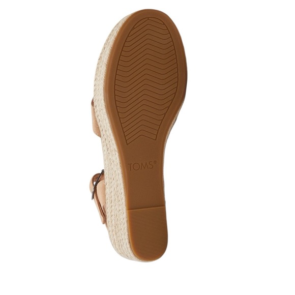 TOMS Sandals Women's Size 9.5 Natural Linen Tan Audrey Rope Wrapped Wedge - Picture 3 of 4